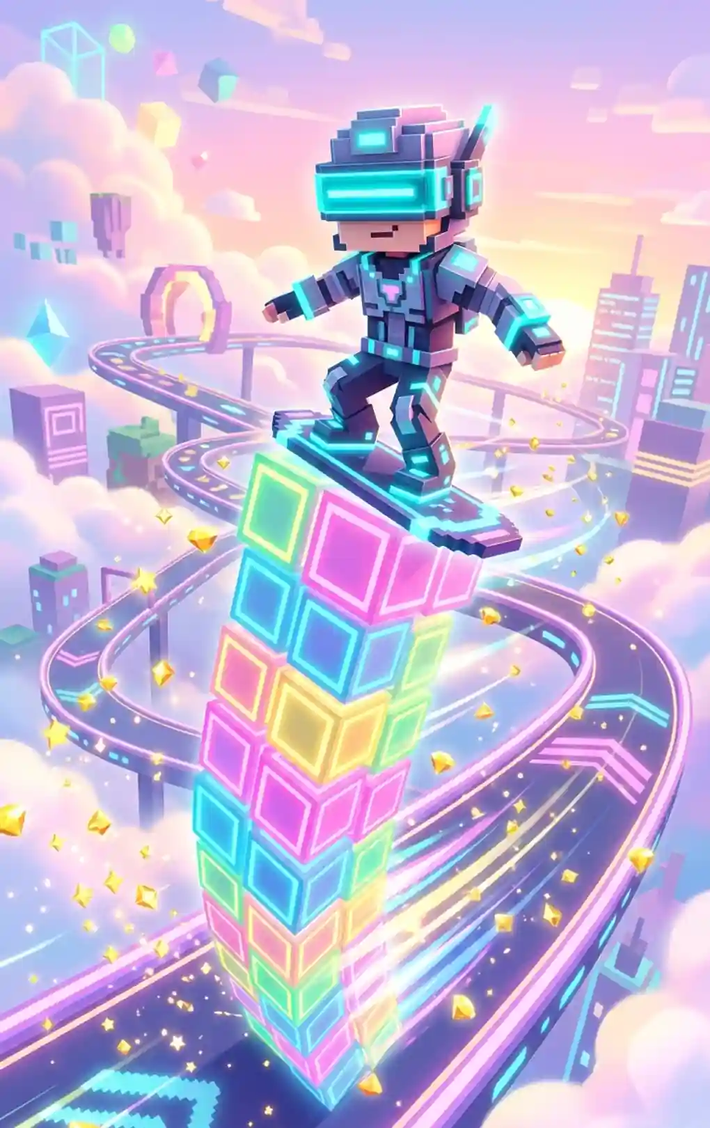 Play Cube Surfer 3D: Pixel Stack